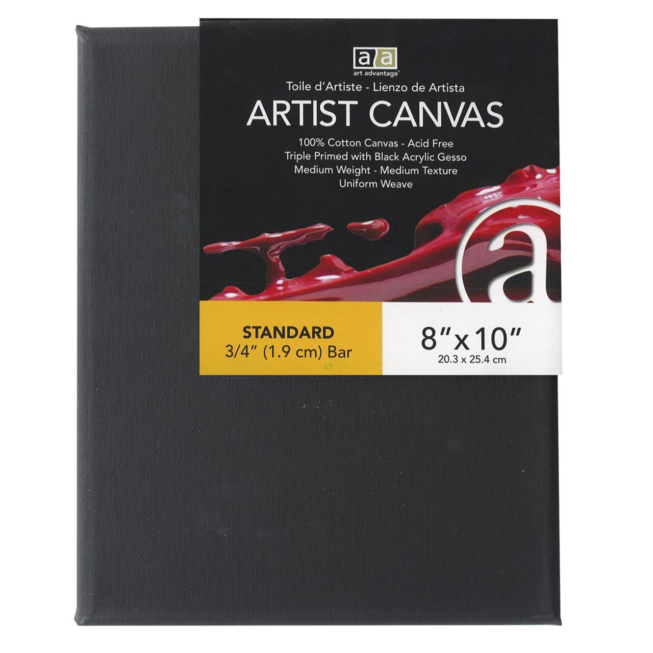 Art Advantage Artist Canvas Visual Edge 8x10, Black, Stretched Canvas for Painting, Blank Canvas for Acrylics & Oils, Canvases for Artists, Professional Pre-Stretched Canvas